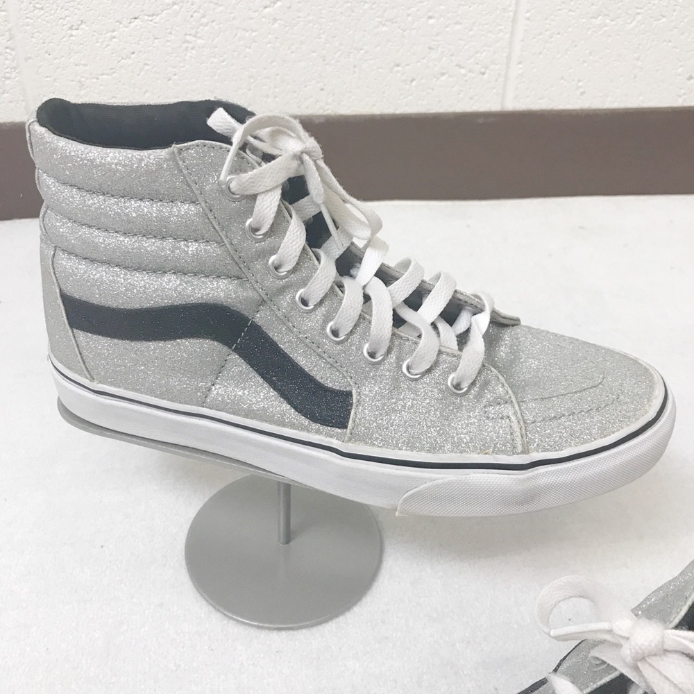 Vans unisex Sk8-Hi Silver Glitter sneakers shoes - Picture 4 of 8